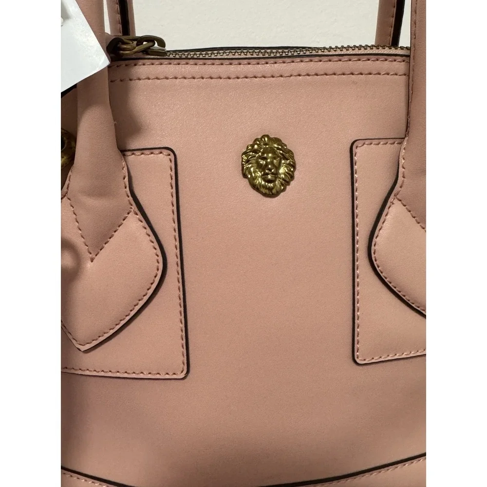 anne klein blush pink satchel handbag Gold Hardware Detachable Crossbody Strap